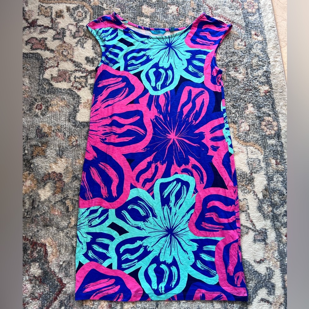 Tori Richard Pink and Blue Short Dress Size Small